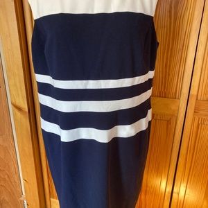 Ralph Lauren Navy / Cream Color Block Dress - 18w